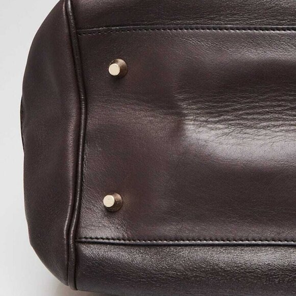 Burberry Brown Leather Haymarket Check Coated Canvas Chain Lawrence Tote Bag - Picture 5 of 11